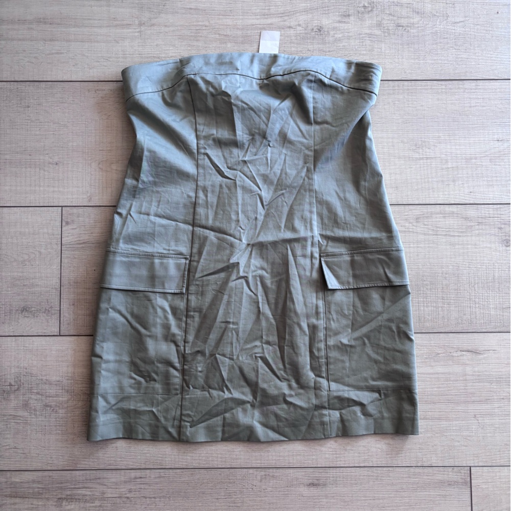 NWT Abercrombie & Fitch Taupe/Olive Strapless Utility Pocket Mini Dress Size L
